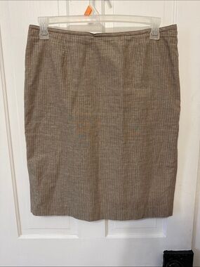 Calvin Klein Tan Pinstripe Pencil Skirt